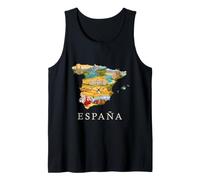 Spanish Roots Map - Barcelona Madrid Seville Spain Souvenir Tank Top