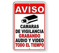 Spanish Security Video Surveillance Warning Fashion Chic Rust Free Metal Tin Sign Yard Office Outdoor & Indoor Safety Signs 8"x12"