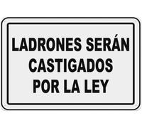 Spanish Shoplifters Will Be Prosecuted Warning Metal Sign Tin Signs Aluminum Sign for Outdoors Use Yard Farm Fence Home Wall Decor 12x16 inch