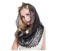 Spanish Style Lace Traditional Shape Latin Mass Head Covering (Black One Size)