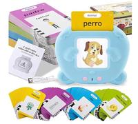 Spanish Talking Flash Cards for Kids | English & Spanish Bilingual Learning Toys | Toys to learn Spanish and English for Toddlers 2-6 | Speech Therapy, Phonics & Early Learning Flashcards, Blue