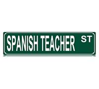 Spanish Teacher St Slim Tin Sign Street Funny Metal Sign Wall Decor for Bedroom Farm Home Bar Garage Man Cave Wall Art gifts 4" by 16"