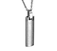 Spanish Text Bar Pendant Necklace Titanium Steel Engraved Mens Accessory Linear Design Fashion Jewelry
