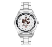 Spanish U.S. War Soldier Rider Men's Wrist Watches Stainless Steel Strap Minimalist Business Quartz Watch for Daily Wear