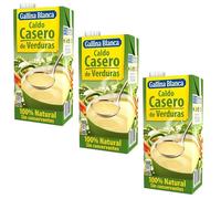 Spanish VEGETABLE Broth Gallina Blanca 100% Natural Casero de Verduras| Gluten Free | Clear Liquid Broth, not Stock Cubes, Powder or Concentrate Gallina Blanca | PACK OF 3