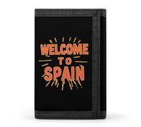 Spanish Welcome to Spain Men Trifold Wallets with Card Holders Keychain Slim Purse Money Clip for Women