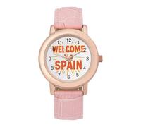 Spanish Welcome to Spain Women’s Watch Quartz Wristwatch Analog with Leather Strap for Office