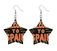 Spanish Welcome To Spain Women's Earrings Wooden Pendant Dangle Jewelry Stylish Accessories for Party