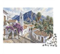Spanish White Town Jigsaw Puzzle for Game 1000 Pieces Andalusian Village Advanced Puzzlers Challenging Puzzle Lovers Anxiety Relief Gift Idea 70x50cm/1000pcs