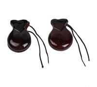 Spanish Wooden Castanets Hand Percussion 2 Pairs Set for Adults Beginners Flamenco Dancing, Solid Wood Rhythm Instruments for Stage Show Music Lessons and Home Entertainment(Brown)
