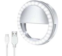 SPANITECH USB Rechargeable Selfie Ring Light for Phone - Clip-On LED Light for Photography, Video Calls, Vlogging, Streaming & Makeup Lighting (White)