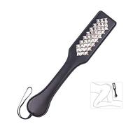 Spanking Paddle, Slut Leather SM Tool with Rivet for Extra Sensation Flirt Sex Restraint Bondage Adult Sex Toy for Couple Lover (Sliver)