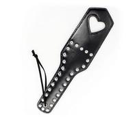 Spanking Paddle, Slut Leather SM Tool with Rivet for Extra Sensation Flirt Sex Restraint Bondage Adult Sex Toy for Couple Lover, Black