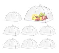 SPANLA Pop-Up Mesh Screen Food Cover Tent Umbrella, 8 Pack Food Cover Net for Outdoors, Screen Tents, Parties Picnics, BBQs, Reusable and Collapsible Reusable and Collapsible,17 Inches