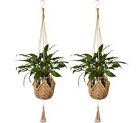 SPANN Hanging Planters Baskets Jute Rope Macrame Plant Hanger Wall Hanging Flower Pot Holder with Hanging Hooks for Home Decor 2 Pcs