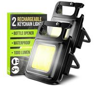 Spanner In The Works® | Cob Keychain Flashlight | 1000 Lumen Mini Torch Keyring Led Super Bright Rechargeable | LED Key Ring Torches Rechargeable Keyring Torch | Ideal Small Gifts Portable EDC (2 Pcs)