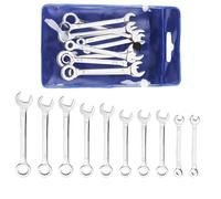 Spanner Set, 10Pcs Metric 4-11mm Combination Mini Ratchet Spanners Sets | Small Dual-use Open and Box End Ignition Wrench, Thin Repair Tool with Portable Storage Pouch for Home Appliance Industry