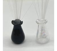 SPANSEE 2 PCS Cat Whisker Vase, Tiny Vase for Decor, Cat Whisker Holder (Black, Iridescent)
