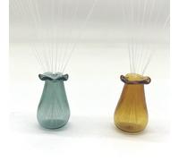 SPANSEE 2 PCS Mini Vase for Cat Whiskers, Miniature Holder, Tiny Decor (Green, Yellow)