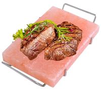 Spantik Professional Salt Block Set with Steel Tray 12" x 8" x 1.5" Himalayan Cooking Plate for Grilling, Cooking, Serving, 100% Pure Natural Food Grade Salt Stone Unique Gifts for Barbecue Smoker