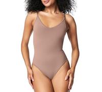 SPANX Women's Seamless Power High-Waisted Thong Shapewear Bodysuit, Cafe Au Lait, S