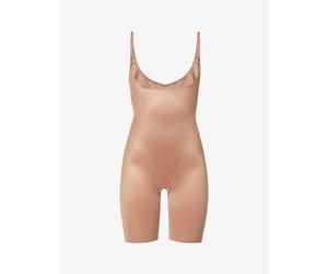 Spanx Womens Spanxshape™ Invisible Open-Bust Mid-Thigh Bodysuit Cafe Au Lait XS