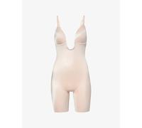 Spanx Womens Spanxshape™ Suit Your Fancy Plunge Low-Back Mid-Thigh Bodysuit Champagne Beige M