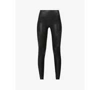 Spanx Womens Very Black Moto Faux-leather Leggings Xs