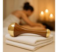 Spanzo Creation Natural Ayurvedic 2 in 1 Kansa Wand Face Acupoint Massager for Detoxification & Deep Relaxation Massage Tool Teak Wood Handle-9