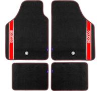 SPARCO 03763BRS Complete Set Universal Red Car Carpet Floor Mats 4 Pieces