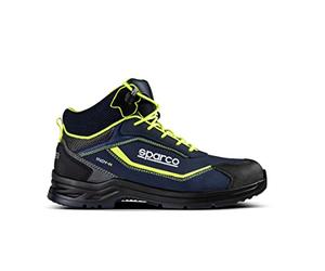 sparco Indy Unisex Adult Safety Boots, Navy Blue Fluo Yellow, 10 UK