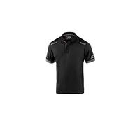 Sparco Tech Polo Shirt 02415 NRGS – Reflective Detailing, 3-Button Collar, Grey/Black