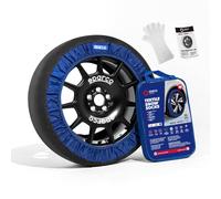 Sparco set of 2 textile snow chains for cars, easy to install, quiet and durable, approved, certified and reusable Sparco SnowShield, gloves included.