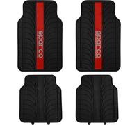 SPARCO Set Of 4 Universal Auto Floor Mats Red Line In PVC With Backing