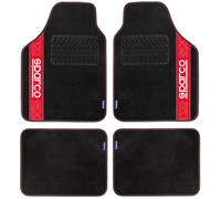 SPARCO Set Of 4 Universal Black Carpet Floor Mats With Logo, 2 Front 2 Rear