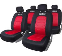 SPARCO SPC1019RS-IT Universal Auto Seat Covers Set 2-Tone Black Red Stripes