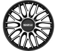 Set 4 hubcaps 14" inches wheel cover car Rome SPC1496SVBK silver black SPAR