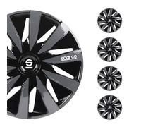 Set 4 hubcaps 16" inches wheel cover car Lazio SPC1691BKGR black gray SPAR