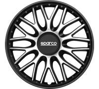 Set 4 hubcaps 16" inches wheel cover car Rome SPC1696SVBK silver black SPAR