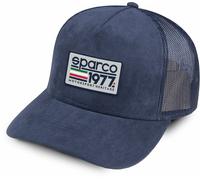 Sparco Trucker Flat Peak Cap Navy Blue Suede/Mesh Sparco logo on the front