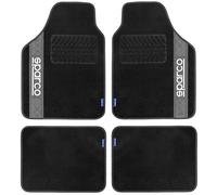 SPARCO Universal Black And Grey Carpet Floor Mats Set Of 4, 2 Front With Logo