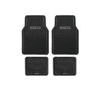 Sparco Universal Cut-to-Fit Car Mats, Black, 4 Pieces, Amazon Exclusive, Durable PVC, Easy to Install, Non-Slip and Washable