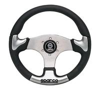 Sparco Universal Steering Wheel P222 - Black PU/Grey/Aluminium - Diameter 345mm