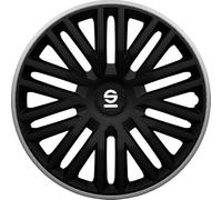 Set 4 hubcaps 15" inches wheel cover car Bergamo SPC1585BKGR black grey SP