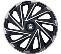 Set 4 hubcaps 14" inches wheel cover car Varese SPC1480SVBK silver black S