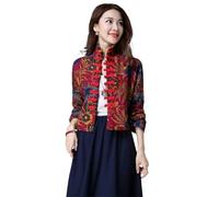 Sparctwer Vintage Chinese Style Coat - Republic of China Style Retro Coat National Tang Style Women's Long Sleeve Jacket Chinese Style Button Down Cotton Hemp top,as shown,M
