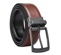 SpaRcz Mens 3.3 cm Leather Universal Belt Business Reversible Leather Belt Belt, Brown Black, 130 cm