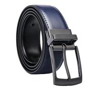 SpaRcz Mens 3.3 cm Leather Universal Belt Business Reversible Leather Belt Belt, Dark Blue Black, 105 cm