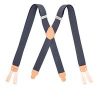 SpaRcz Men's Split Button Braces X Shape Trimmed Button End Tuxedo Adjustable Straps Elastic Suspenders 1.4" wide DM-55 (Grey)