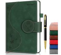 Spardar 300 Pages Notebook, Journals for Women with 80 GSM Paper, Leather Hardcover Notebook with Pen, Suitable for Work, Meeting, School, 5.7 x 8.4 (Green)